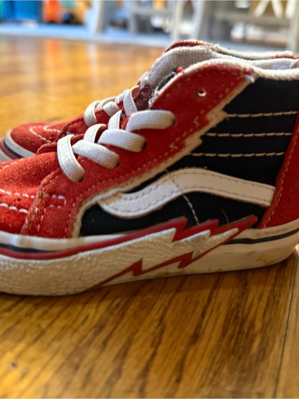 Kids Vans Red and Black High-Top Sneakers w